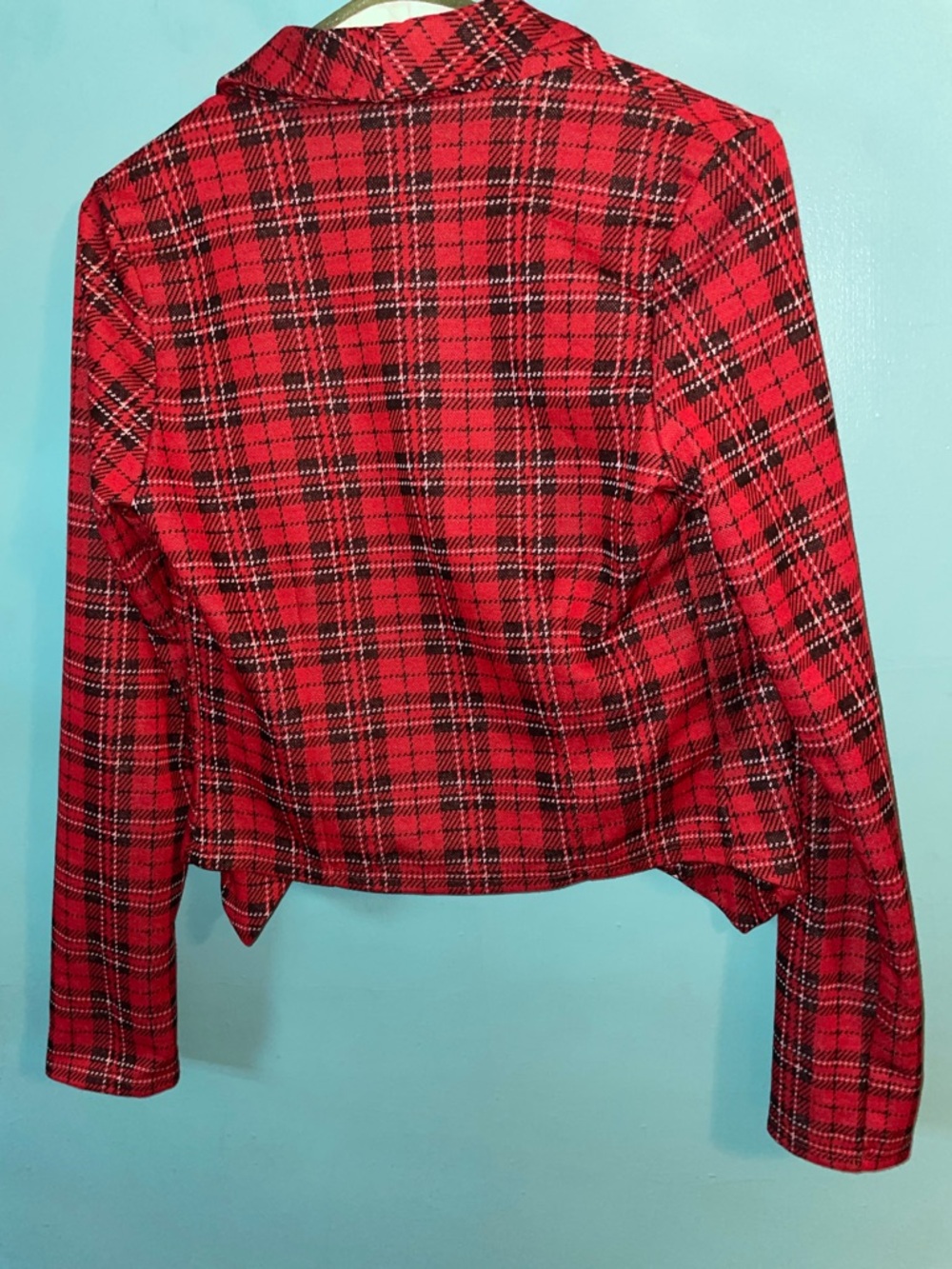 TOP Moda Red Plaid Open-Front Blazer - Picture 7 of 8